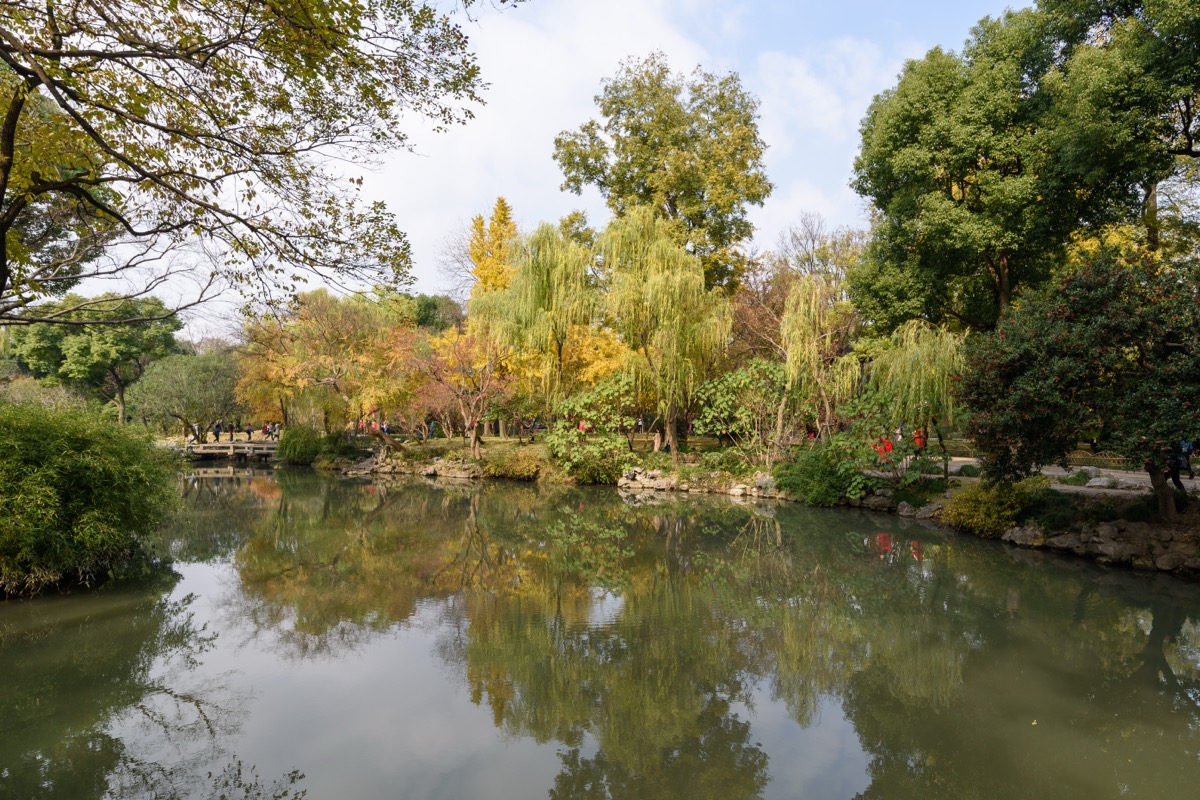 A pavilion reflected in the pond at the Humble Administrator’s Garden in Suzhou