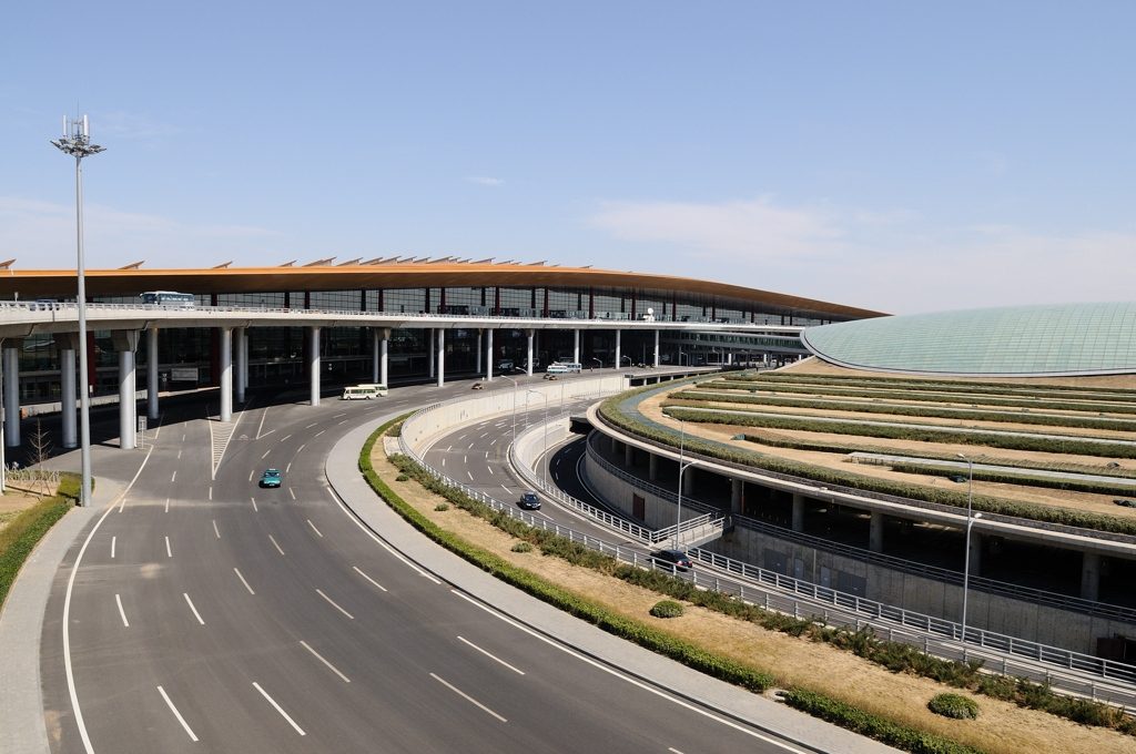 A busy domestic airport terminal in China