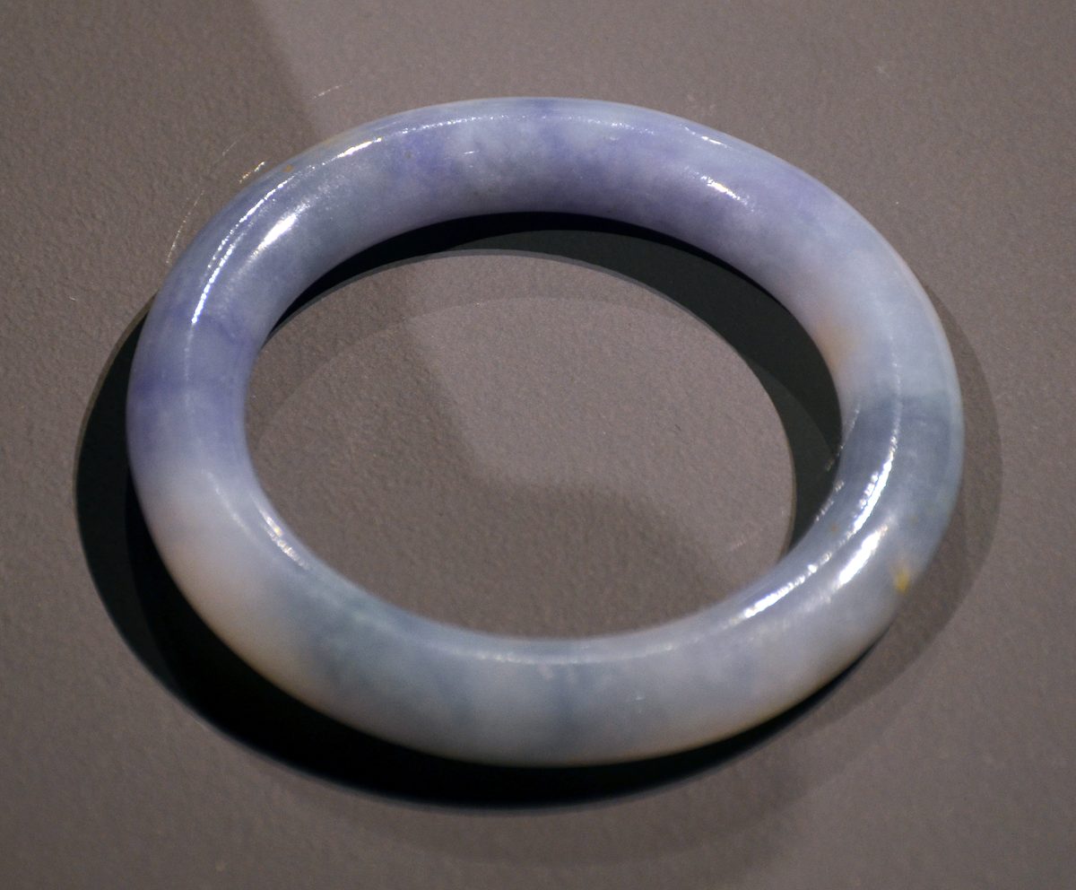 Jade bangles and carvings on a market stall