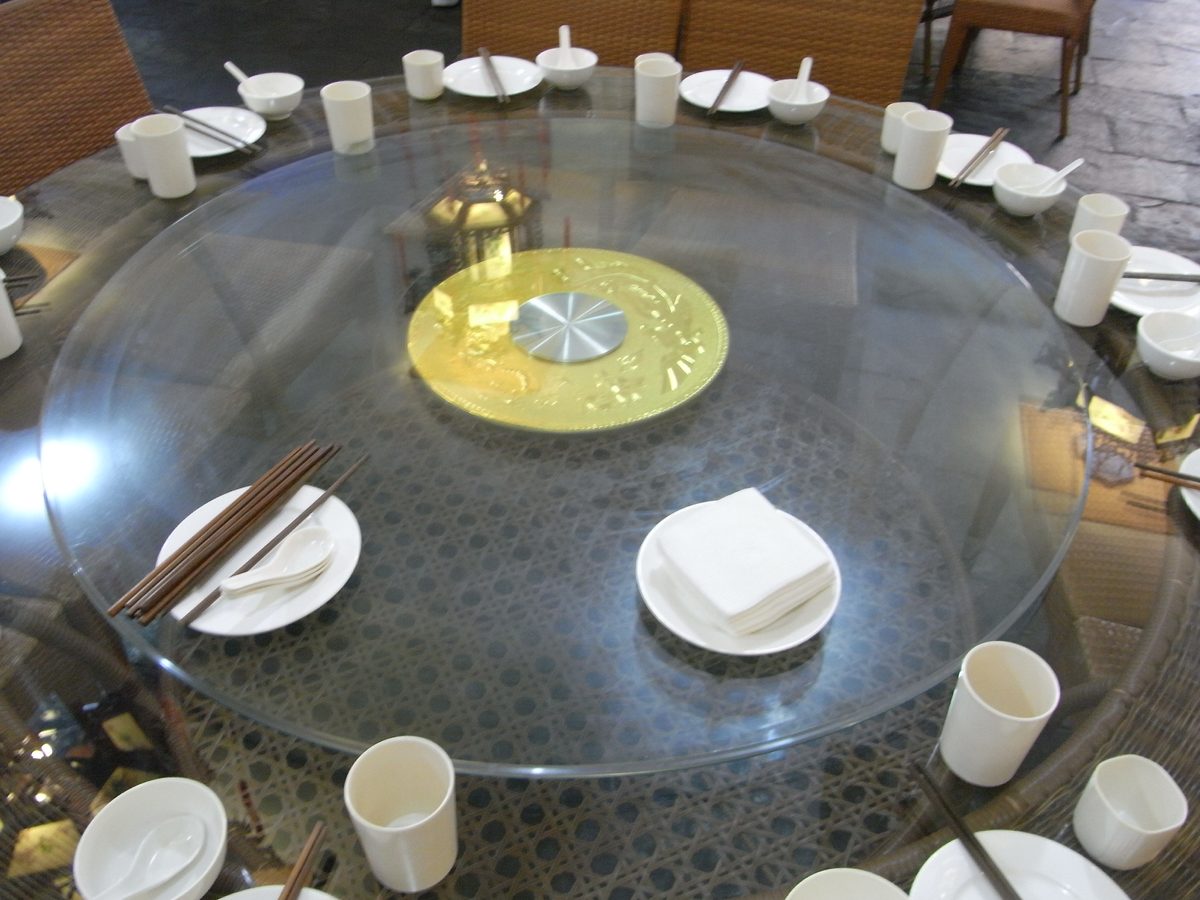 A table set for a meal at a Chinese restaurant