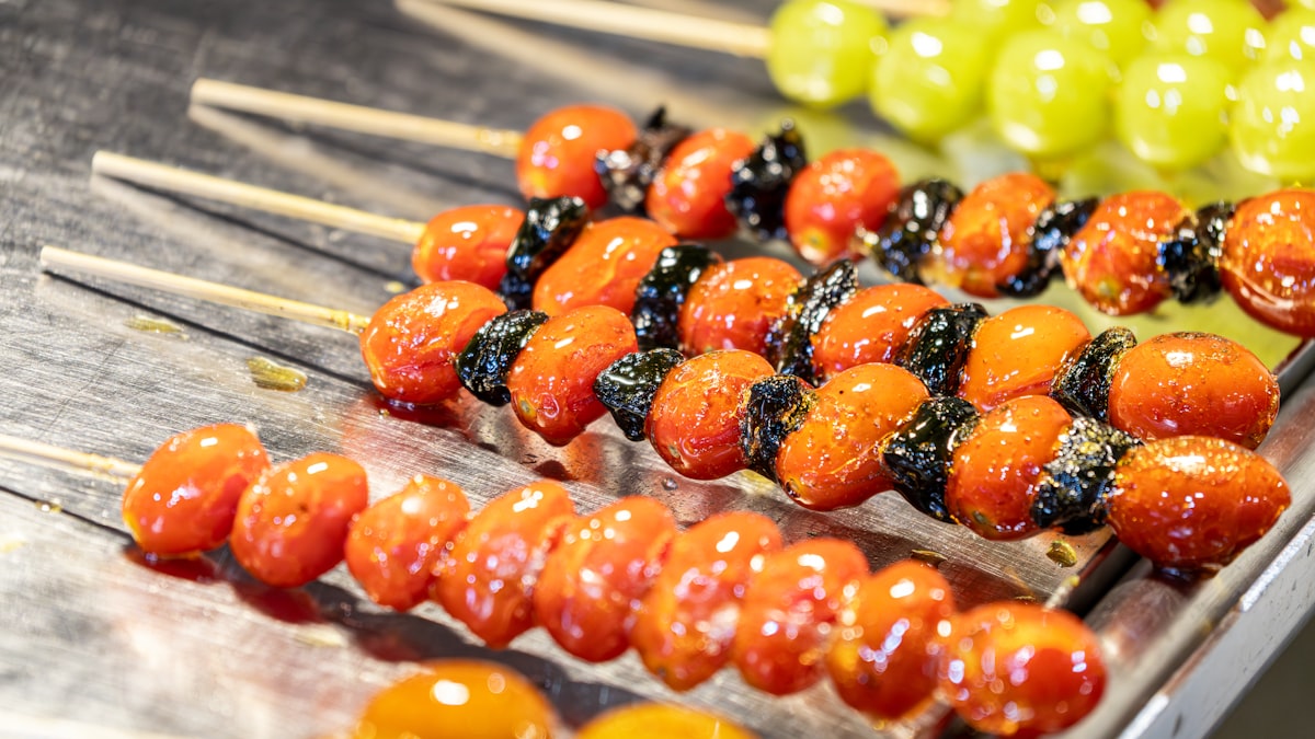Tanghulu candied hawthorn skewers with a sugar glaze