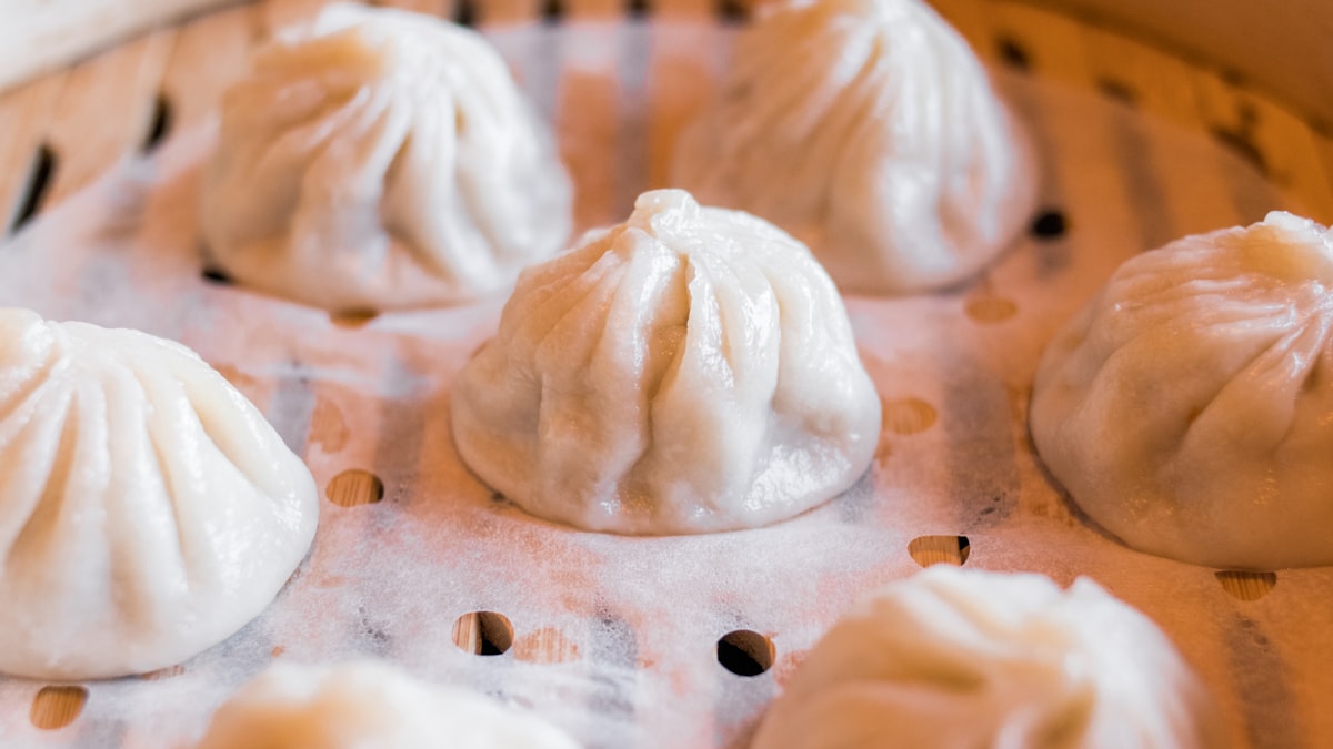 Har gow shrimp dumplings with translucent wrappers