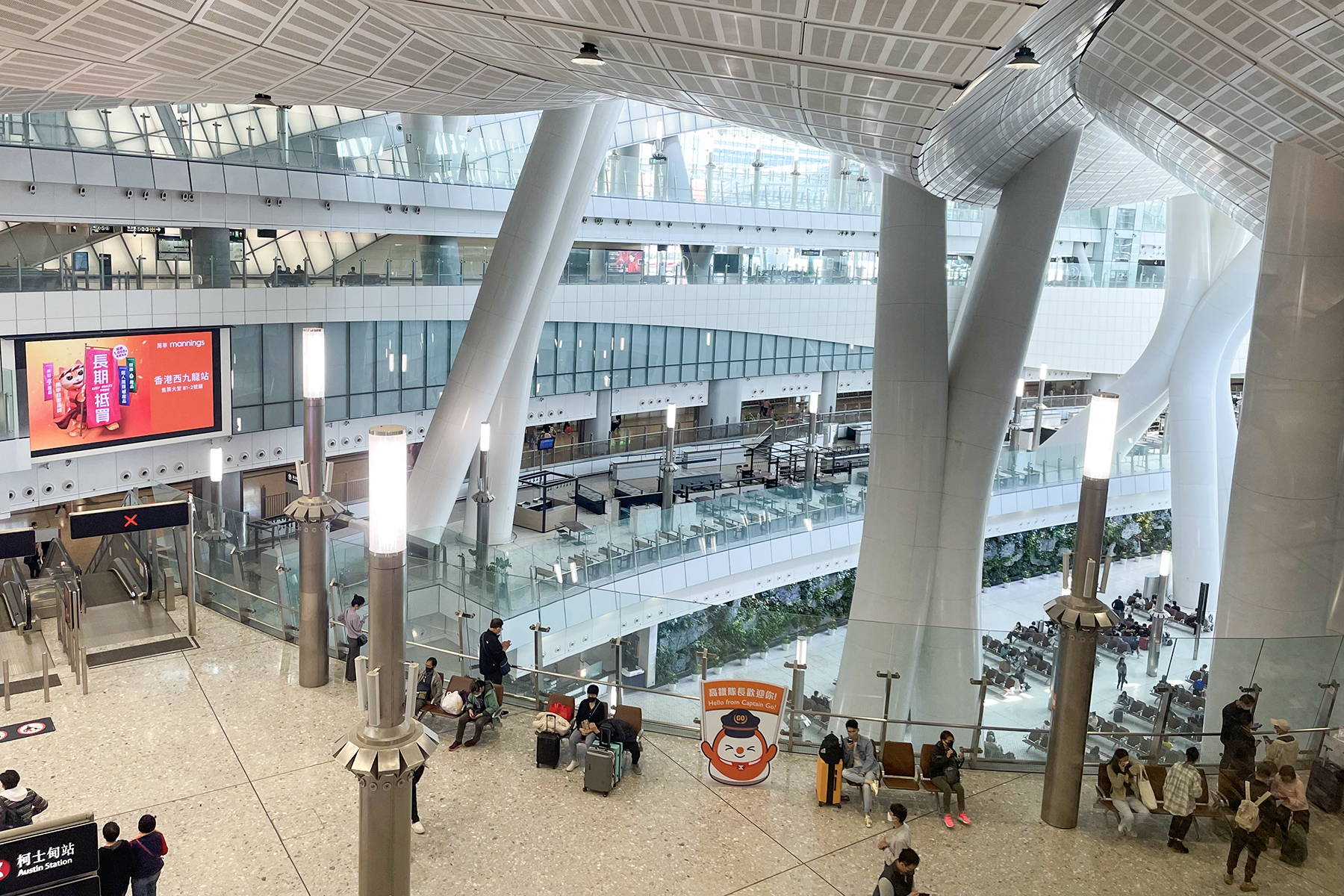 The high-speed rail concourse at West Kowloon station