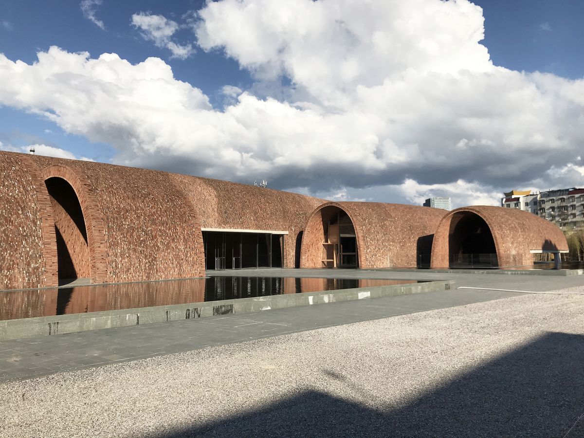 The modern brick arches of the Imperial Kiln Museum in Jingdezhen