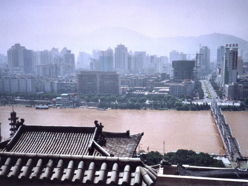 The view from White Pagoda Mountain over the Yellow River and Lanzhou