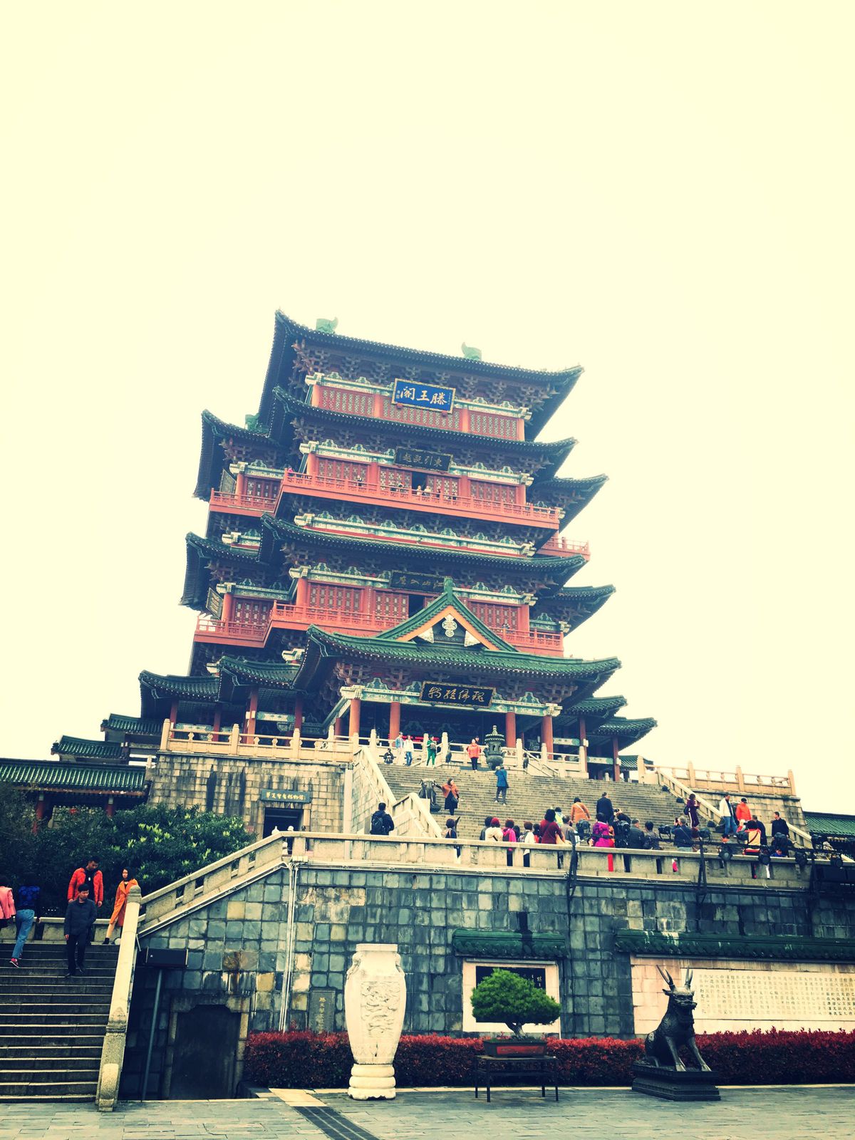The Tengwang Pavilion rising over the Gan River in Nanchang
