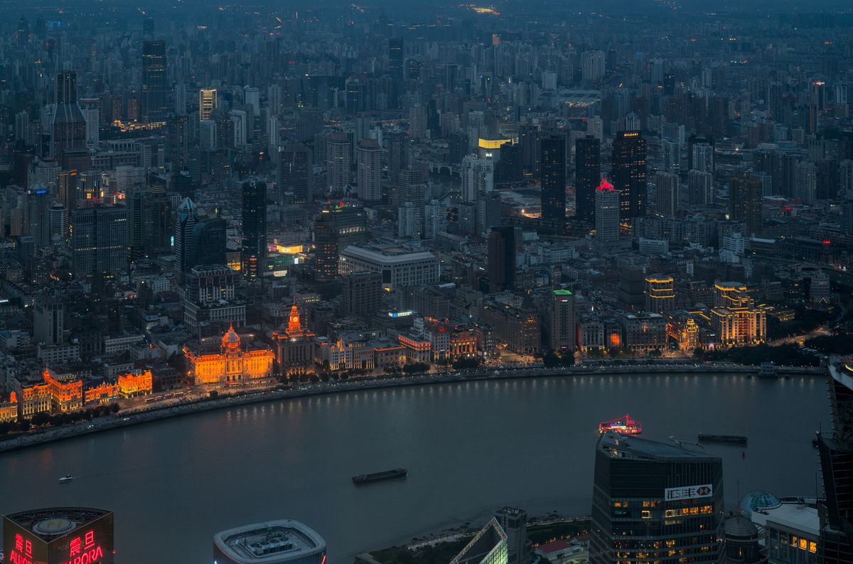File:Blue hour view of the Bund from the Shanghai World Financial Center dllu.jpg