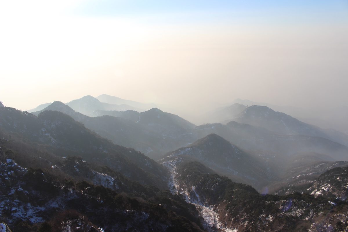 The sunrise from the summit of Mount Tai, above a sea of cloud