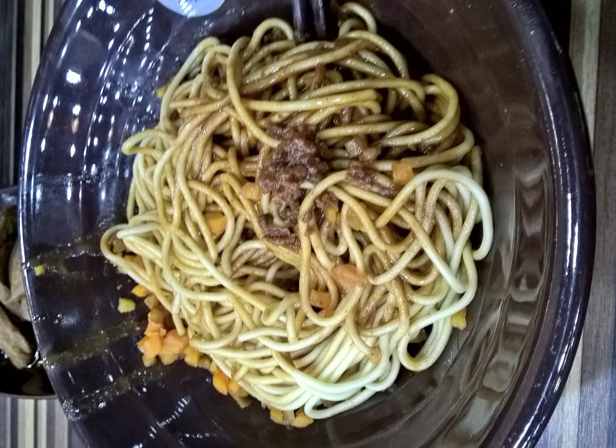 Wuhan hot dry noodles in a bowl