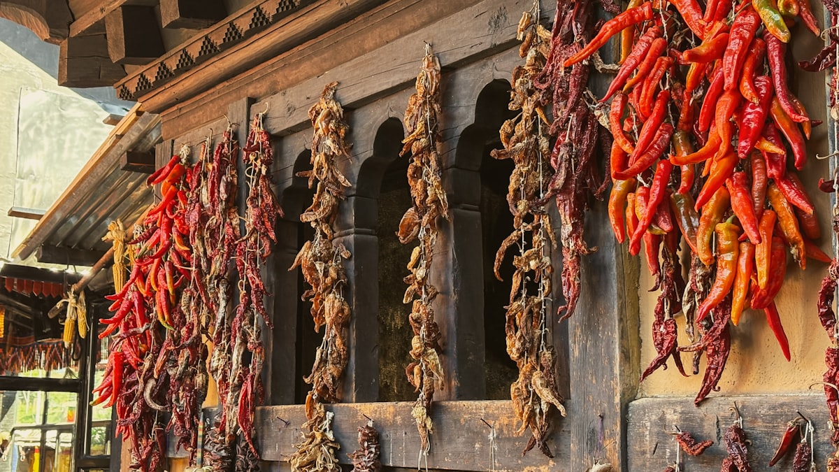 Sun-drying harvest on the rooftops of Huangling