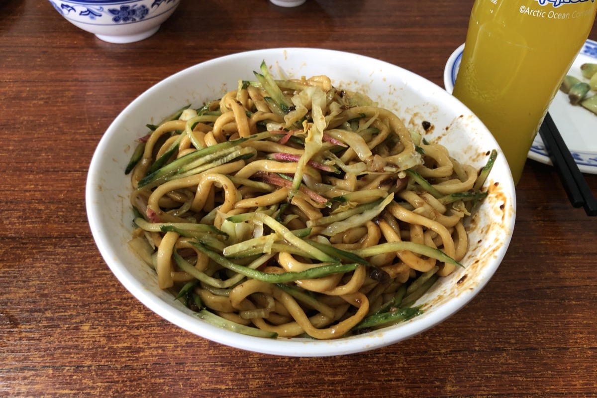 Zhajiangmian after stirring
